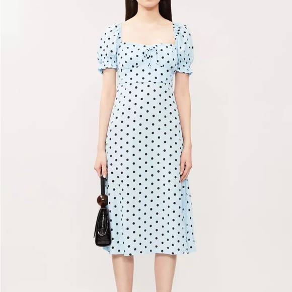 Faithfull the Brand Evelyn Dots Midi Dress US 8/Large - Picture 2 of 3